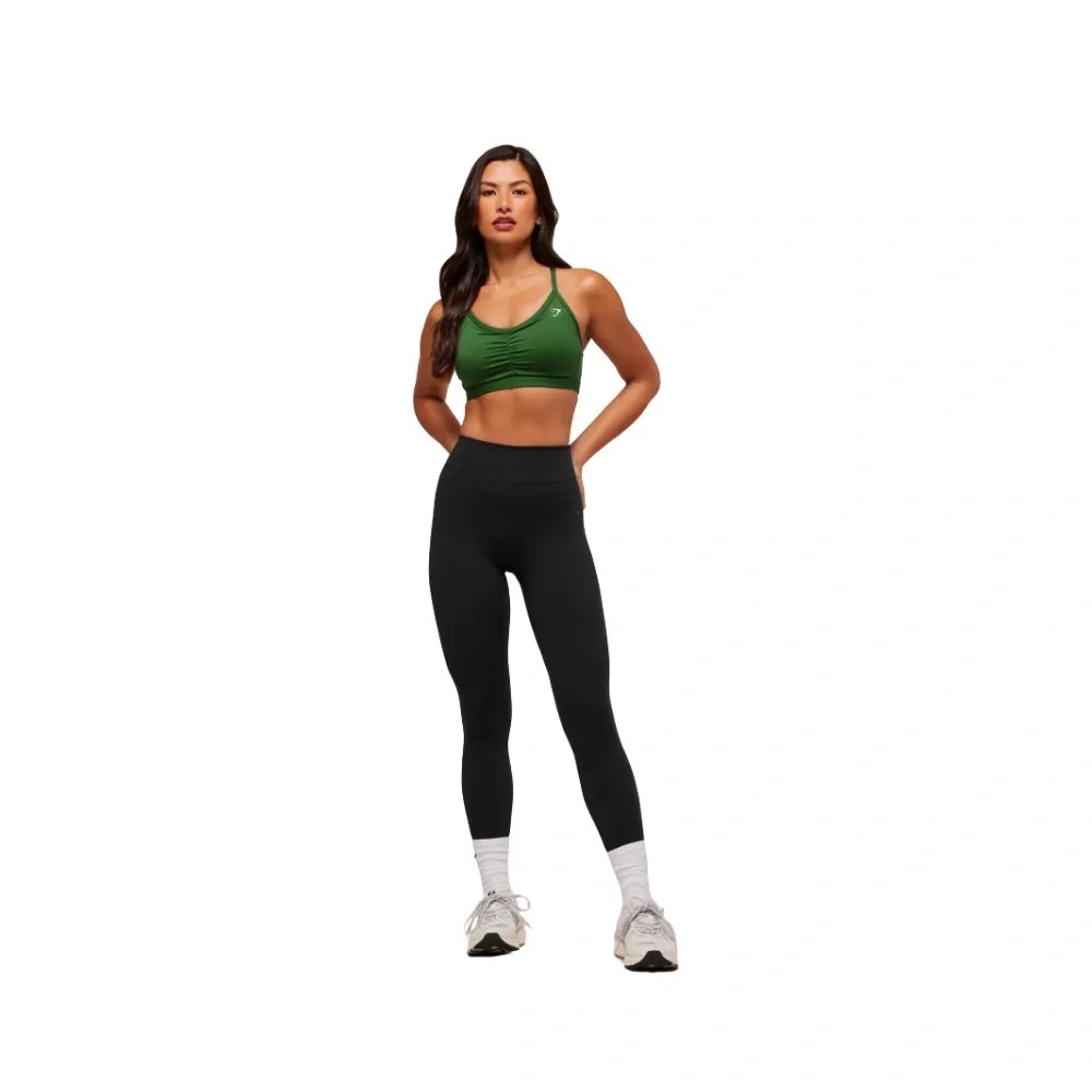 Gymshark Ruched Sports Bra - Medium Support Athletic Green - HypeFly India View 5