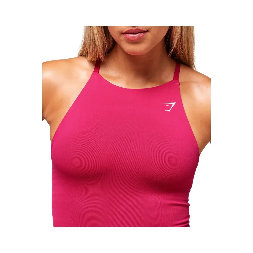 Gymshark Everyday Seamless Tank With Shelf Build Pink - HypeFly India View 4