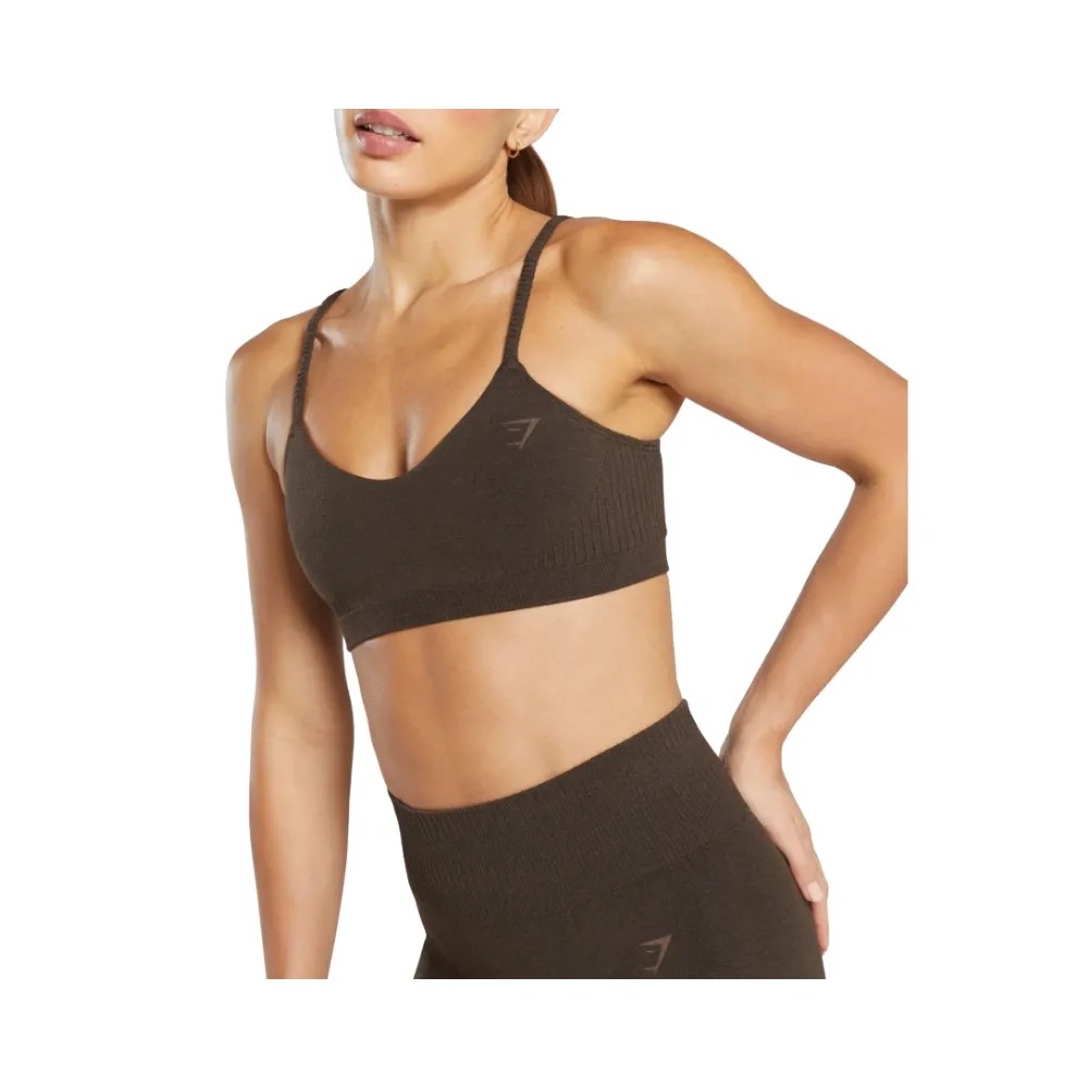 Gymshark Luxe Seamless Bralette - Light Support Walnut Brown Marl - HypeFly India View 4