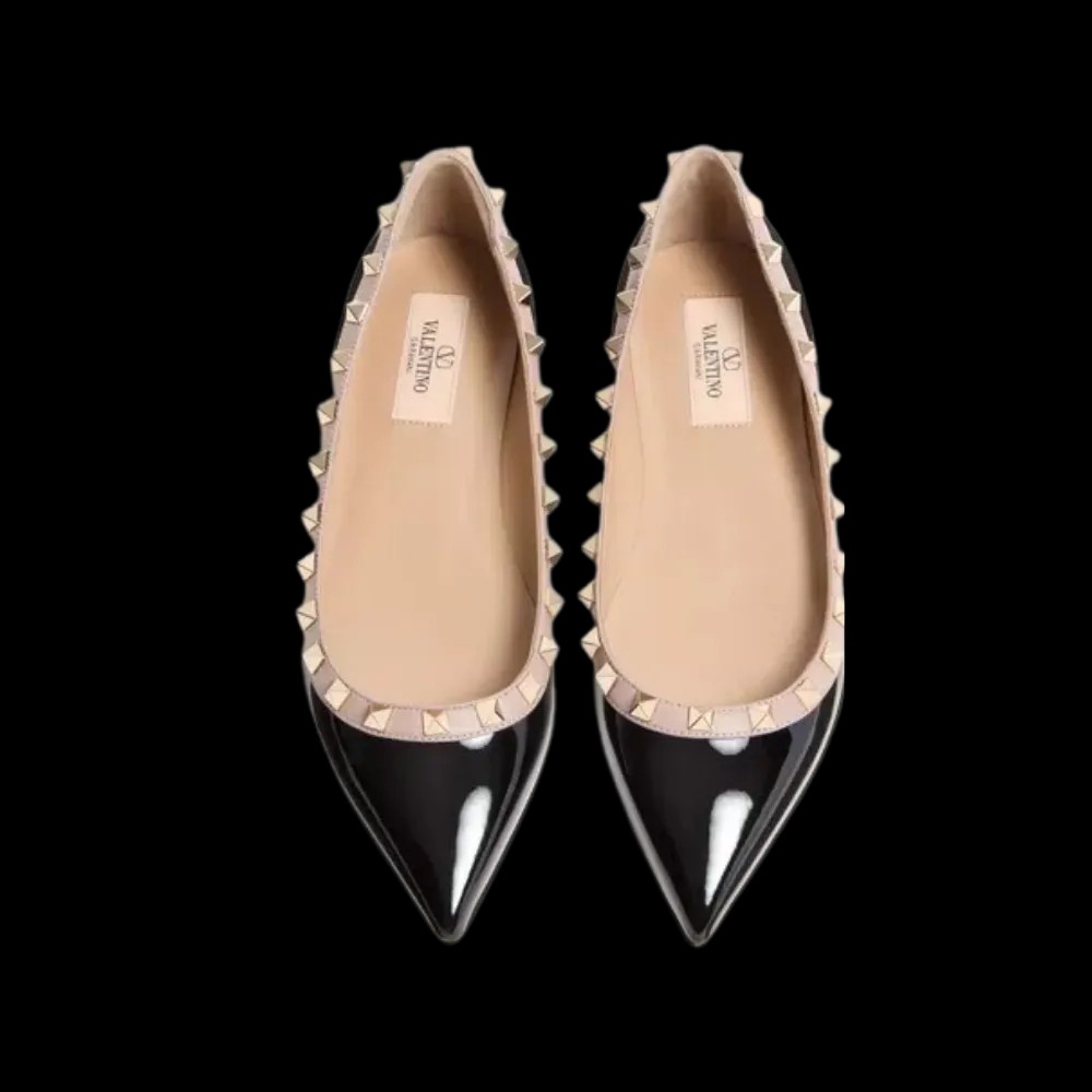 Valentino Patent Rockstud Ballet Flat Black - HypeFly India View 2