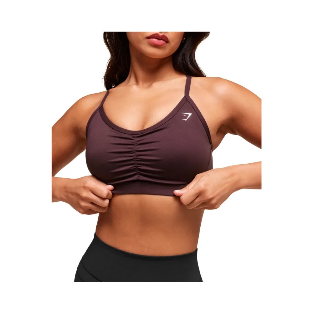Gymshark Ruched Sports Bra - Medium Support Cherry Purple - HypeFly India View 5