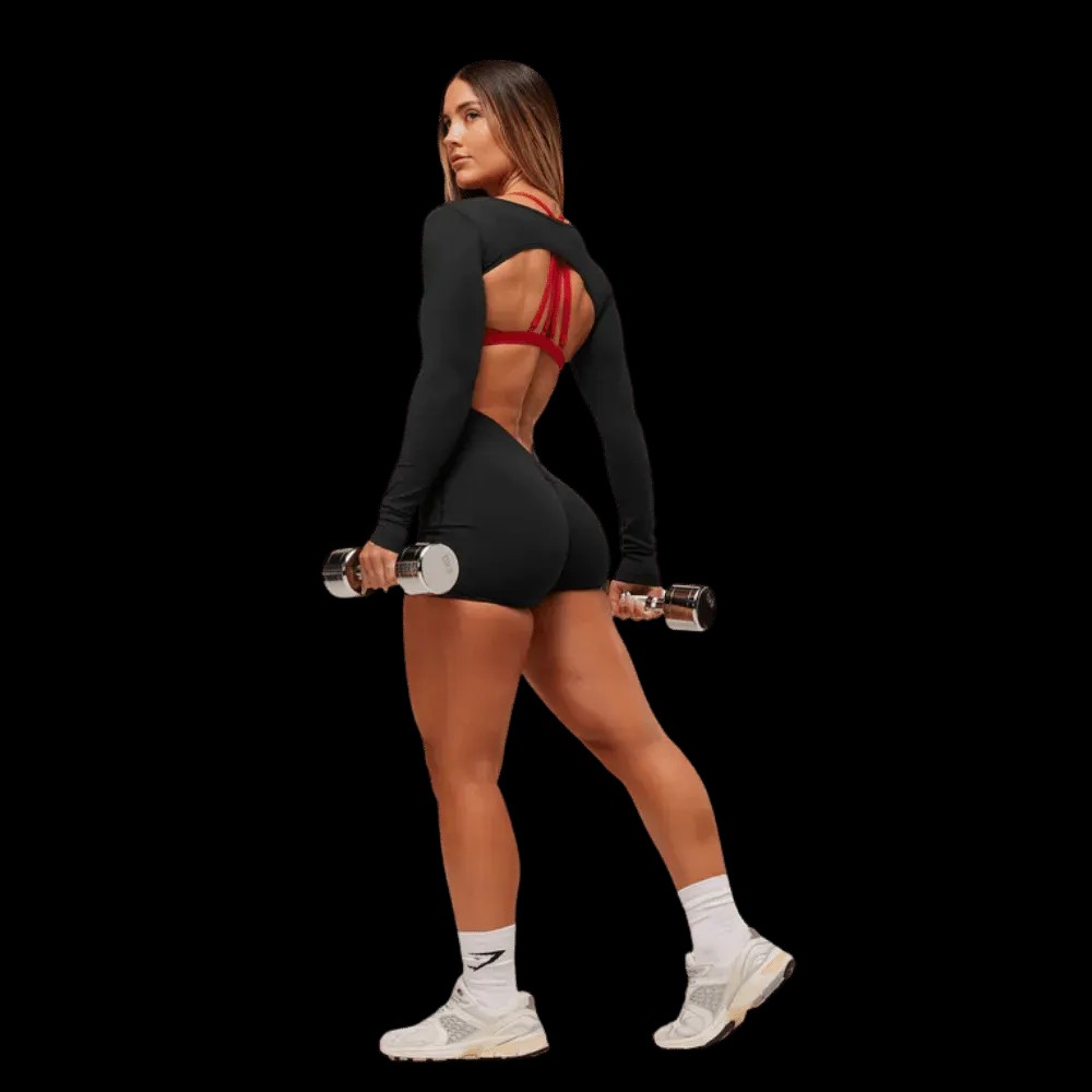 Gymshark Lifting Dipped Waistband All-In-One Black - HypeFly India View 5