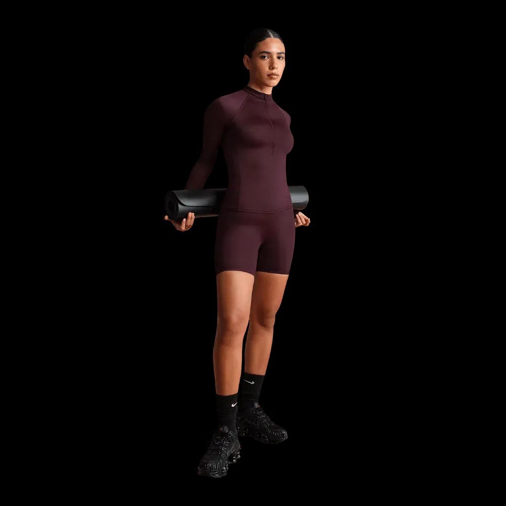 Nike x Skims Shine Women's Long-Sleeve Half-Zip Top CURRANT - HypeFly India View 4