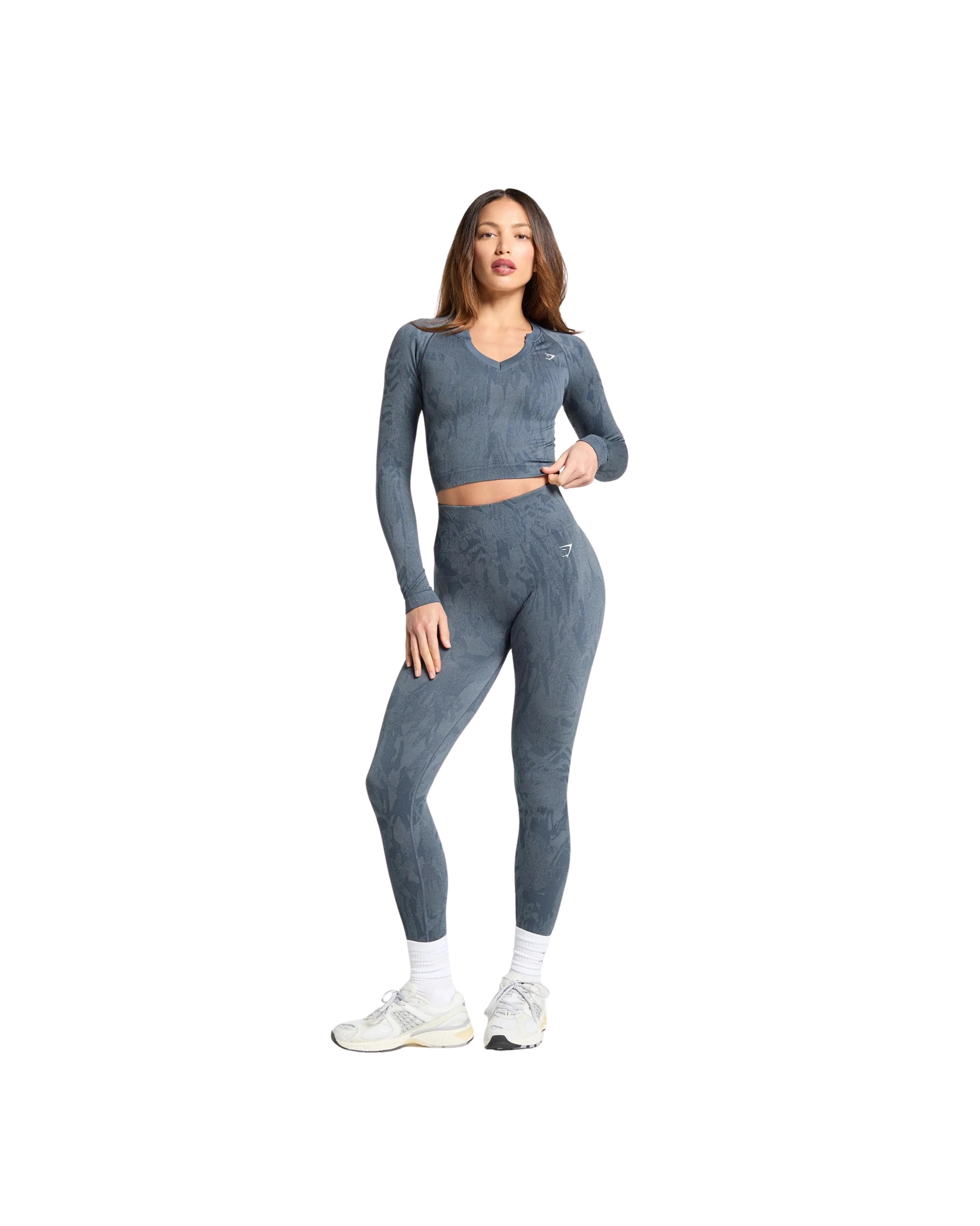 Adapt Camo Seamless Long Sleeve Top Body fit Titanium Blue/Denim Grey - HypeFly India View 4