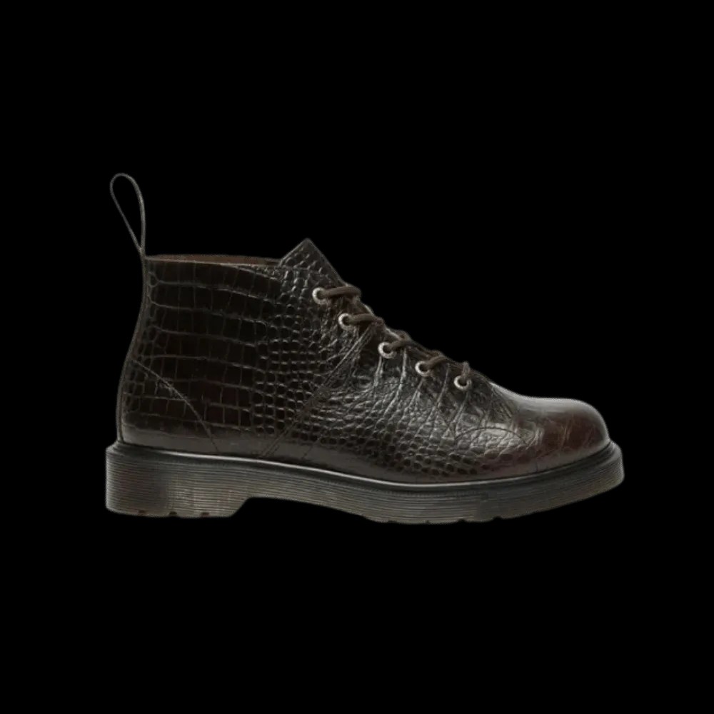 Dr Martens Church Crocodile Analine Leather Ankle Boots Dark Brown - HypeFly India View 1