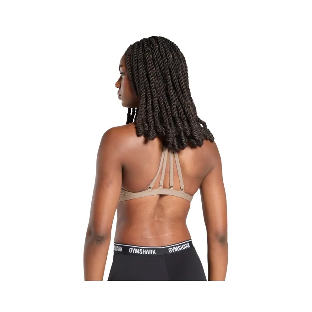 Gymshark Minimal Sports Bra- Light Support Lifestyle Brown - HypeFly India View 2