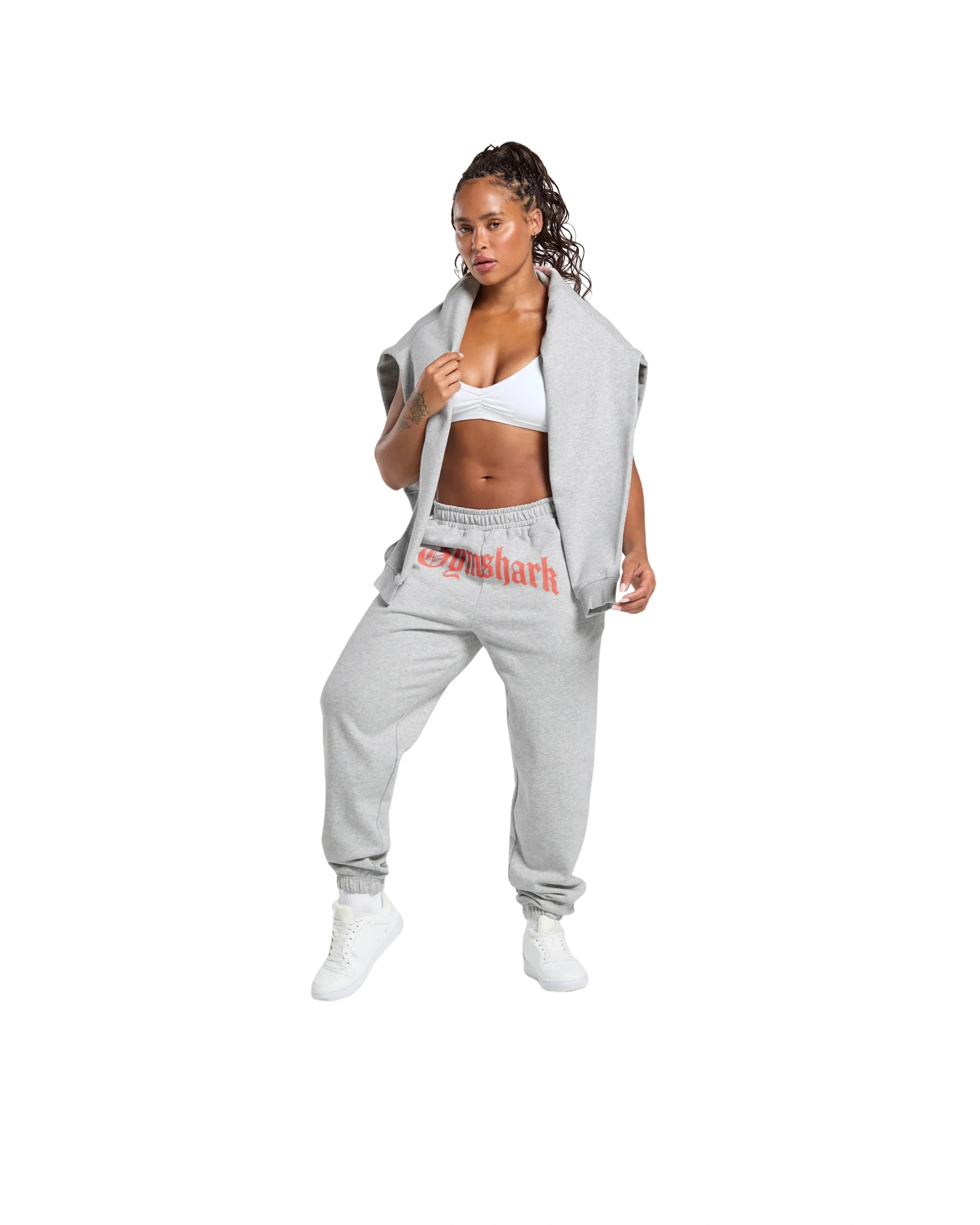 Gymshark Strength Department Graphic Joggers Light Grey Core Marl - HypeFly India View 4