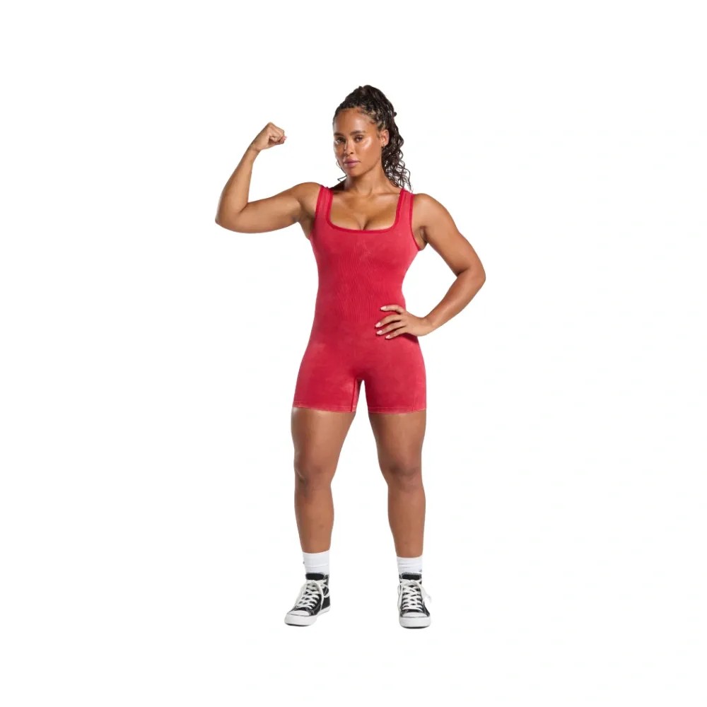 Gymshark Gains Seamless All-In-One Bodysuit Carmine Red - HypeFly India View 5