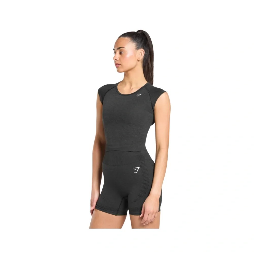 Gymshark Vital Scoop Neck Top Black Marl - HypeFly India View 3
