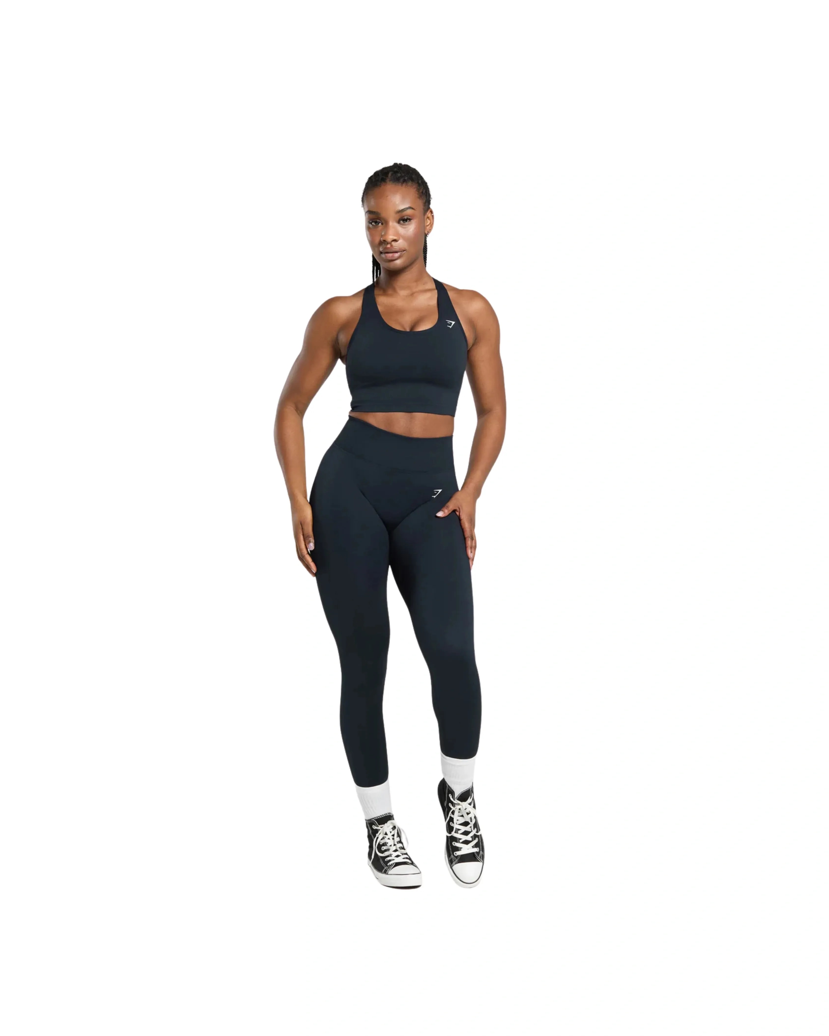 Gymshark Lift Seamless Midi Tank With Shelf Midnight Blue - HypeFly India View 4