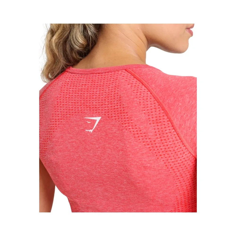Gymshark Vital Scoop Neck Top Coral Red Marl - HypeFly India View 4