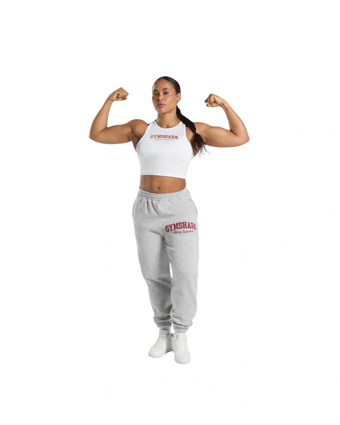 Gymshark Lifting Essentials Graphic Brushed Oversized Joggers Light Grey Core Marl - HypeFly India View 4