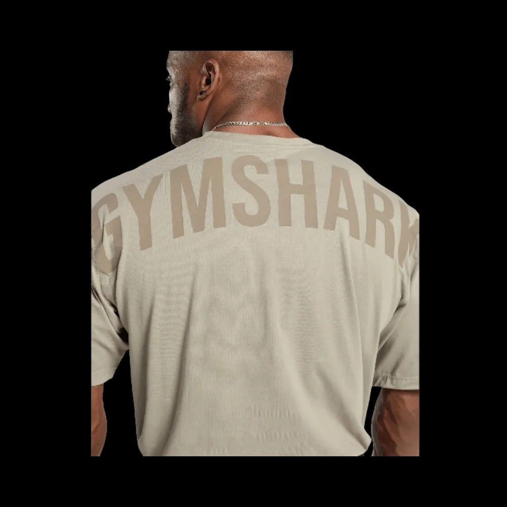 Gymshark Power T-Shirt Oversized Fit Ecru Brown - HypeFly India View 2