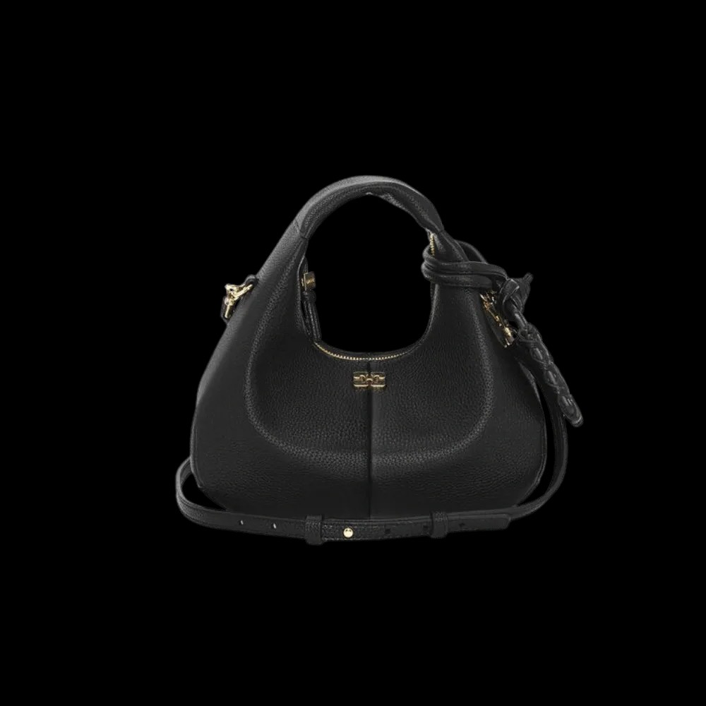 Ganni Black Mini Hobo Bag - HypeFly India View 1