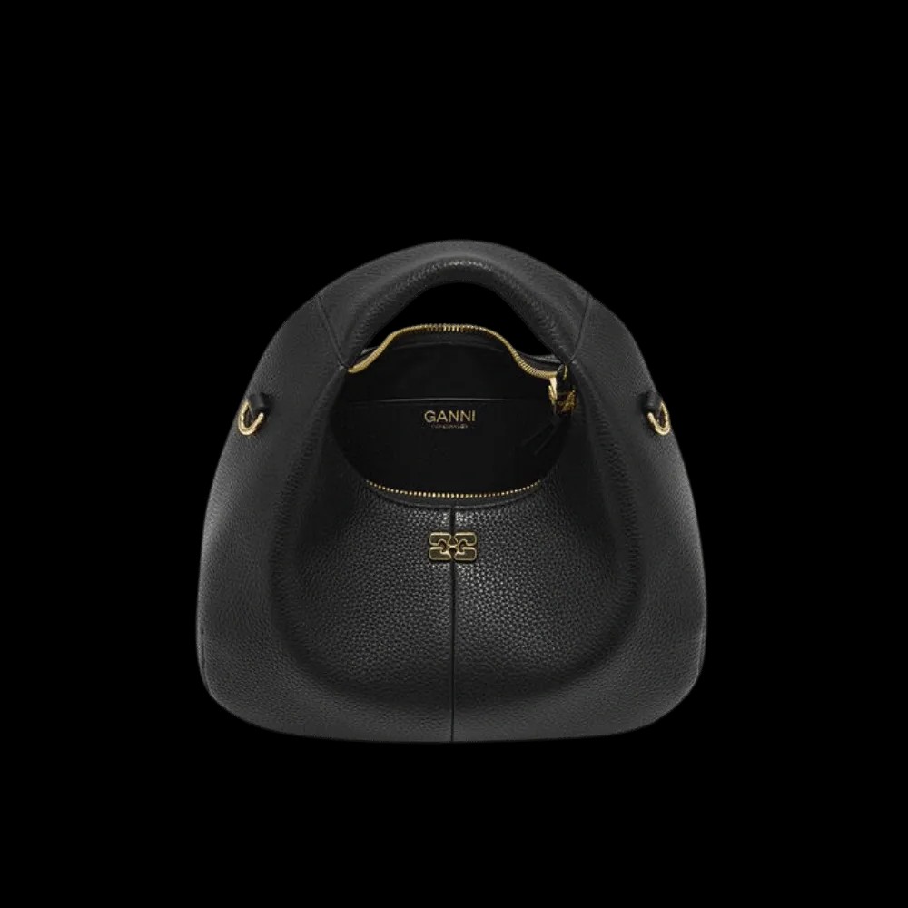 Ganni Black Mini Hobo Bag - HypeFly India View 3