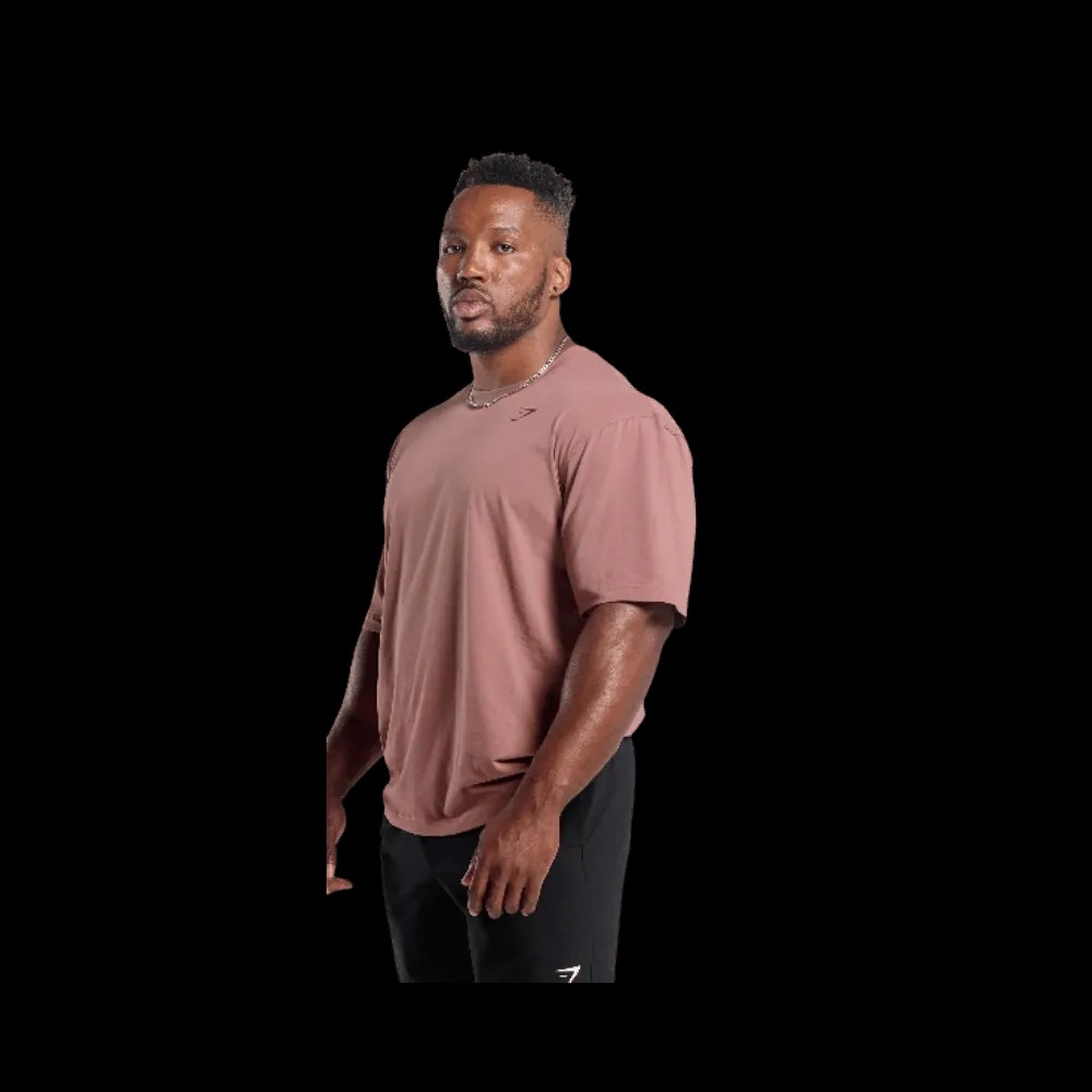 Gymshark Power T-Shirt Oversized Fit Brick Brown - HypeFly India View 4