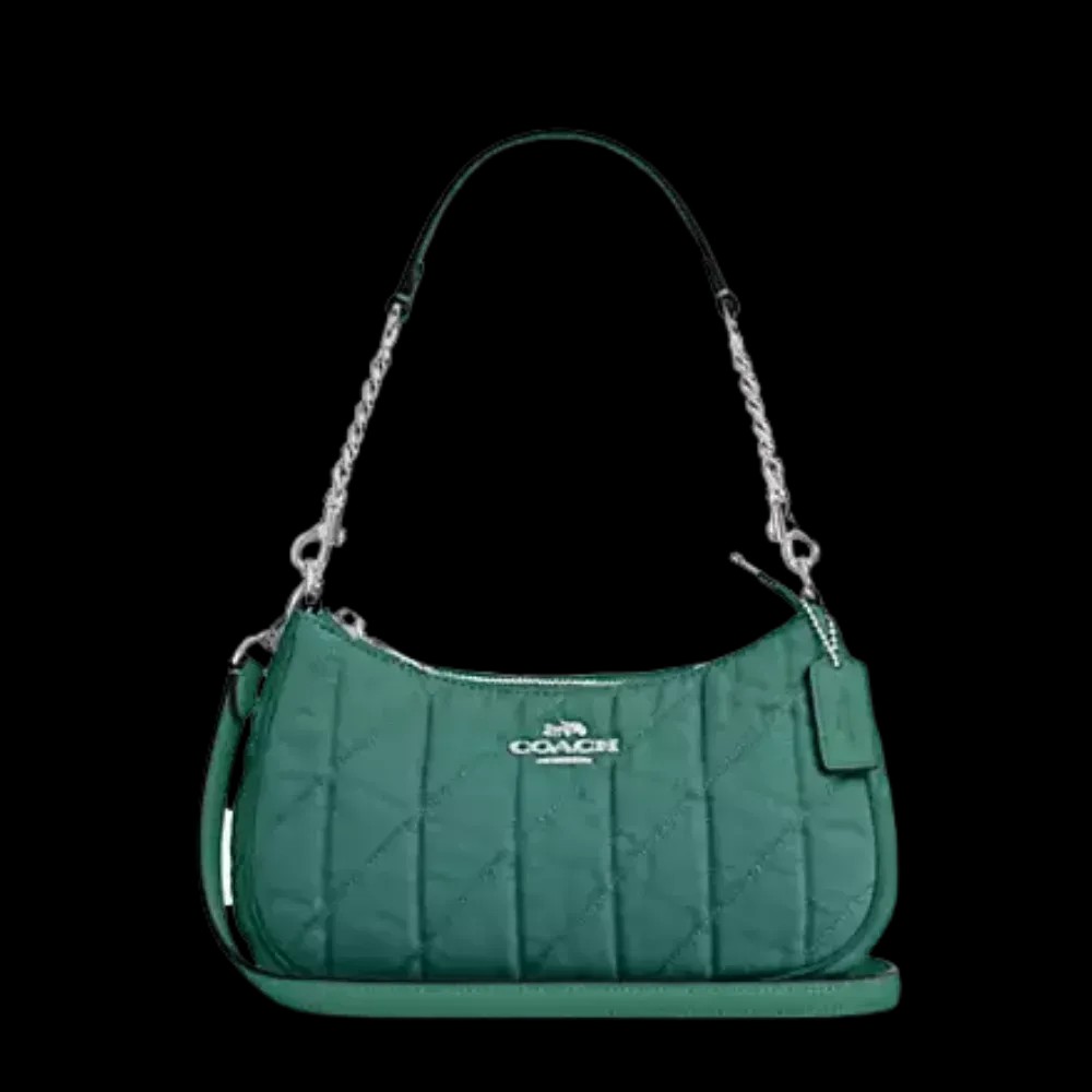Coach Teri Shoulder Bag Quilted Denim Green - HypeFly India View 1