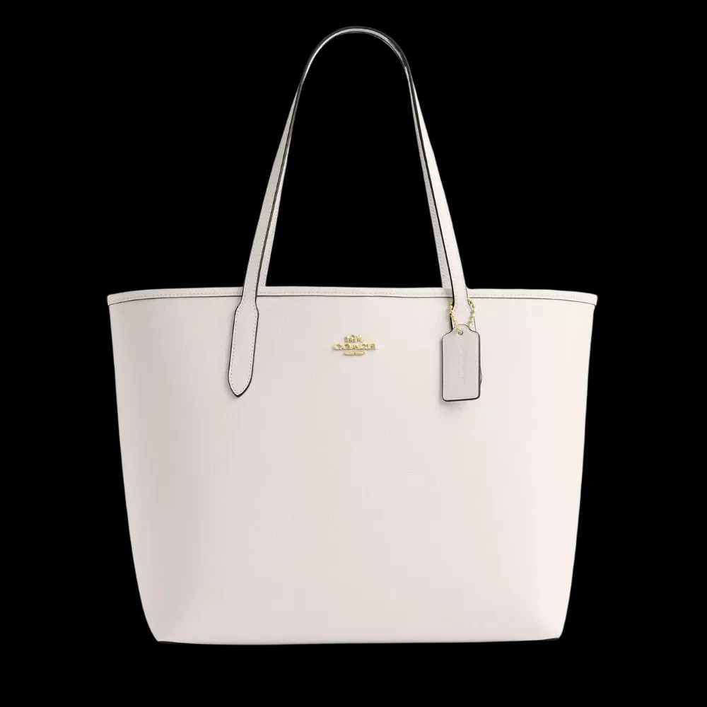 Coach City Tote Bag Pebbled Leather Chalk - HypeFly India View 1