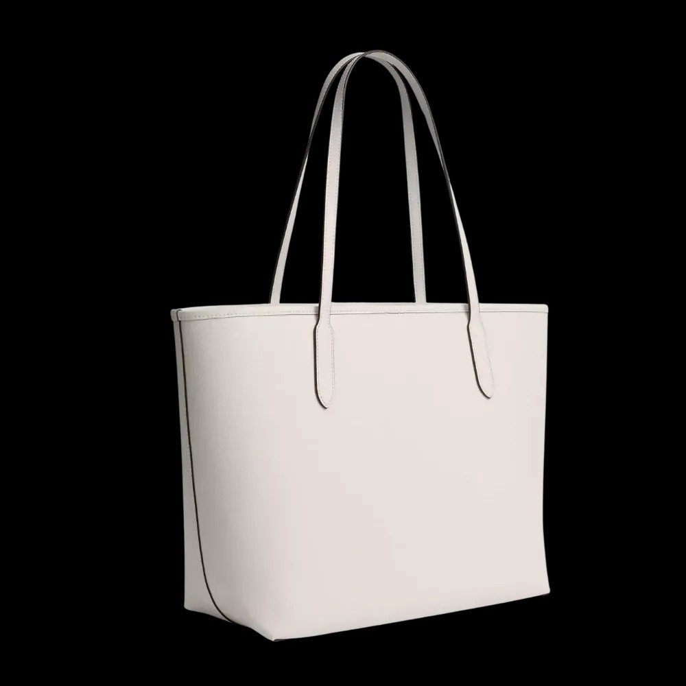 Coach City Tote Bag Pebbled Leather Chalk - HypeFly India View 2
