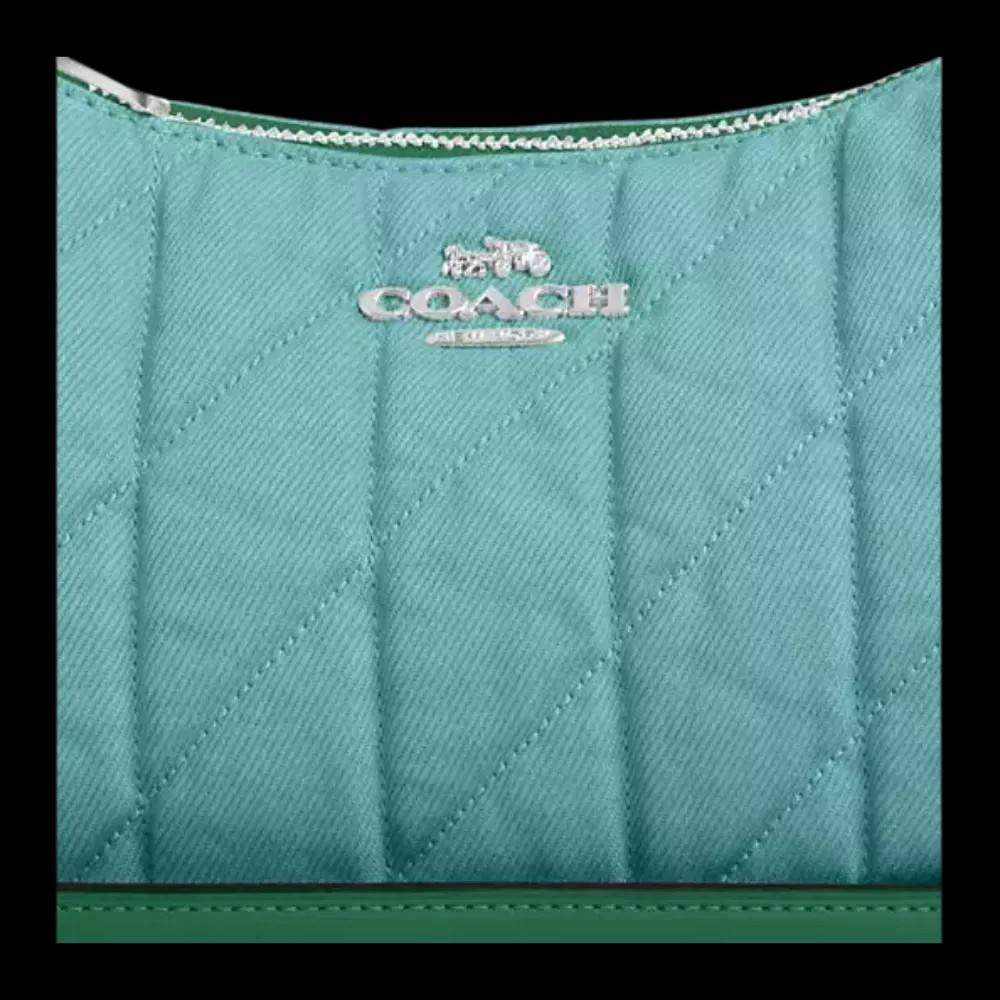 Coach Teri Shoulder Bag Quilted Denim Green - HypeFly India View 5