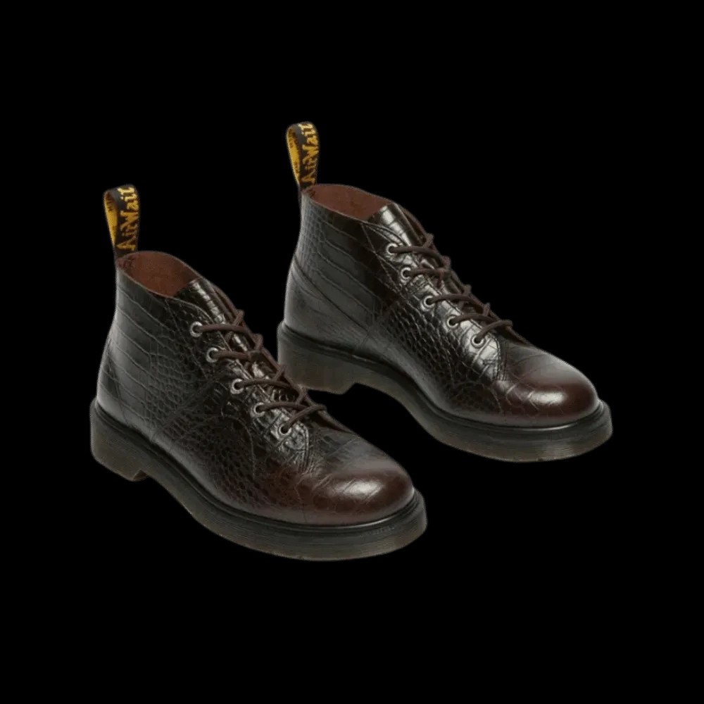 Dr Martens Church Crocodile Analine Leather Ankle Boots Dark Brown - HypeFly India View 2