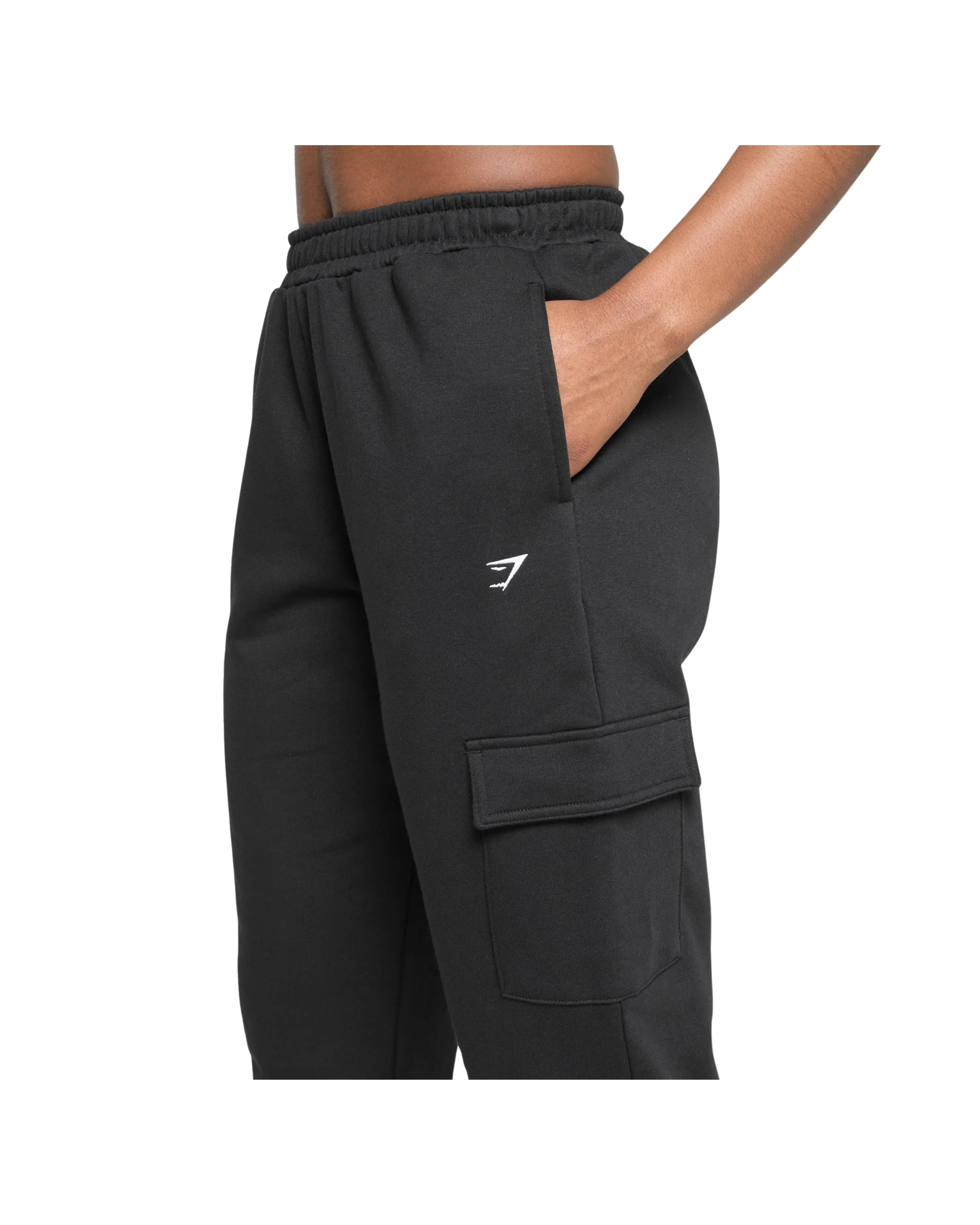 Gymshark Fleece Cargo Joggers Black - HypeFly India View 5