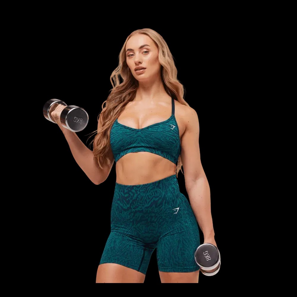 Gymshark Adapt Animal Seamless Sports Bra Navy/Brand Blue - HypeFly India View 4