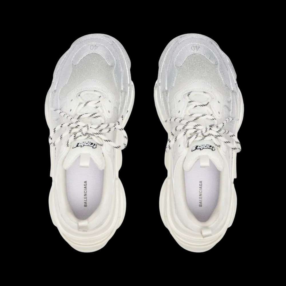 Balenciaga Triple S Glitter Spray Sneaker In Silver - HypeFly India View 4