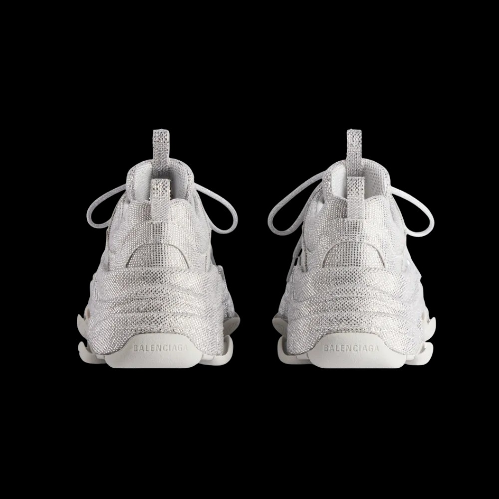 Balenciaga Triple S Sneaker With Rhinestones In Light Grey - HypeFly India View 2