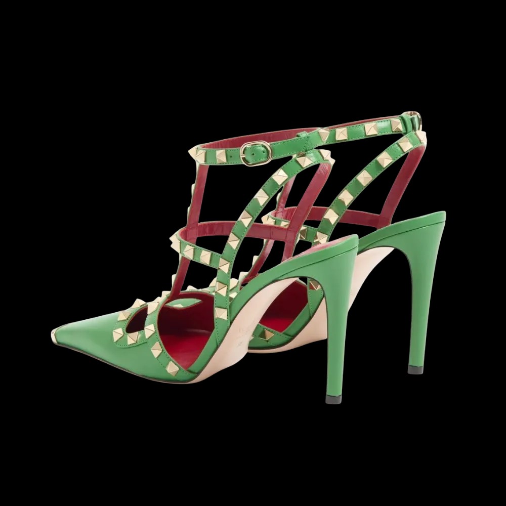 Valentino Rockstud Kidskin Pumps 100mm Light Green - HypeFly India View 5