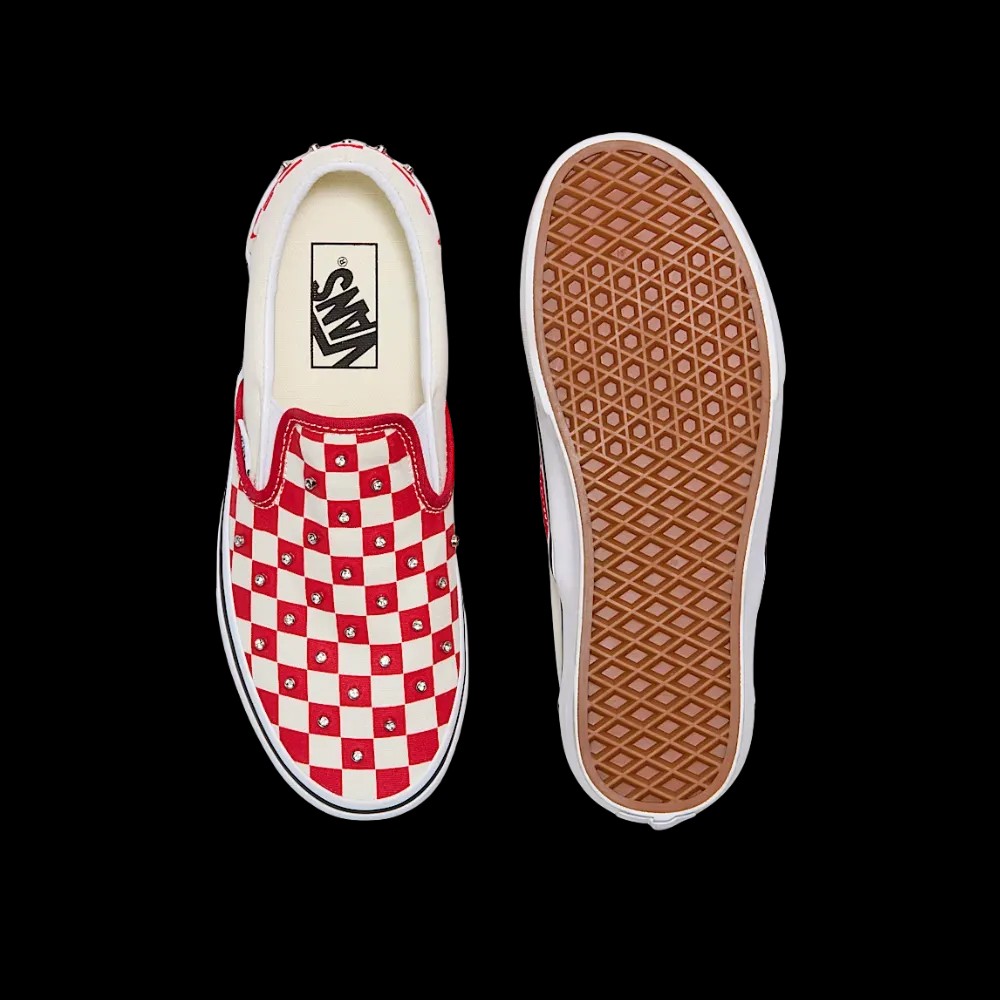 Vans Classic Slip-On Checkerboard Shoe Racing Red - HypeFly India View 4
