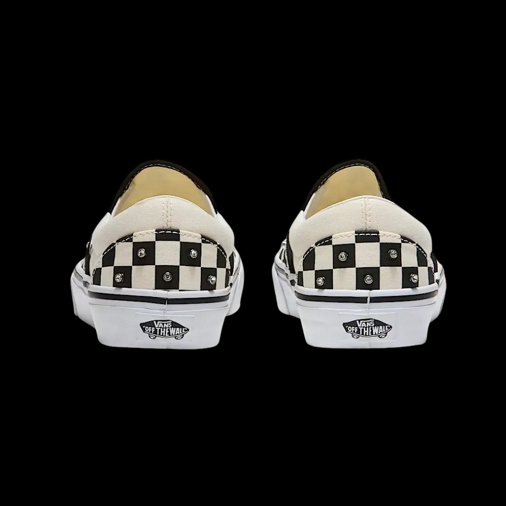 Vans Classic Slip-On Checkerboard Shoe Black And White - HypeFly India View 3