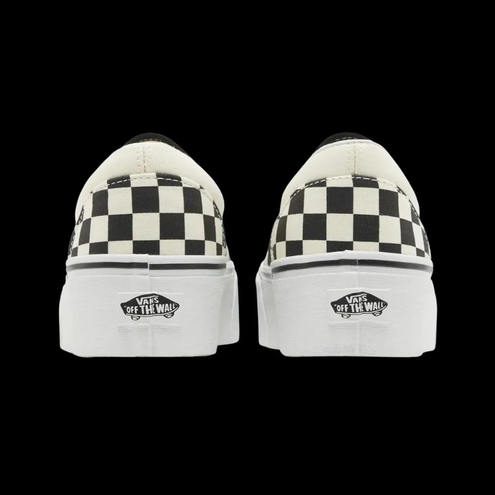 Vans Classic Slip-On Checkerboard Platform Shoe Black And White - HypeFly India View 4