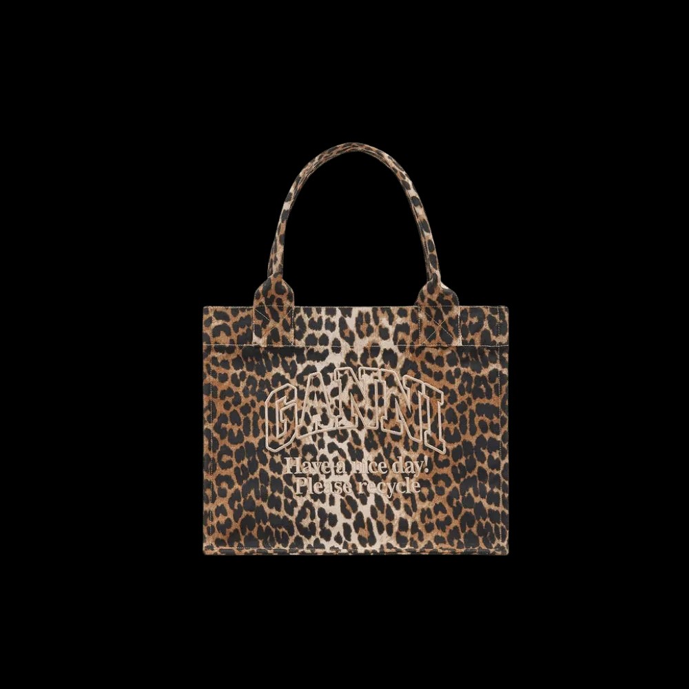 Ganni Leopard Large Canvas Tote Bag - HypeFly India View 1