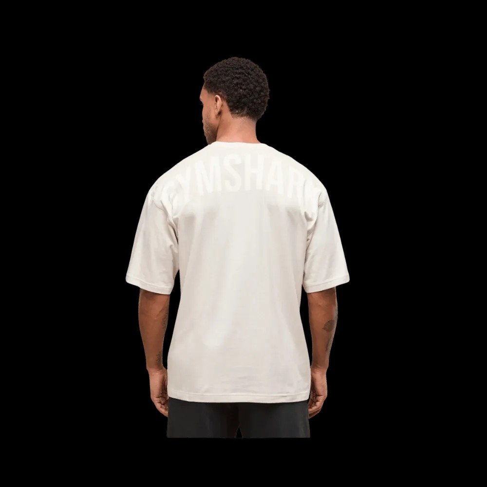 Gymshark Power T-Shirt Oversized Fit Oat White - HypeFly India View 1