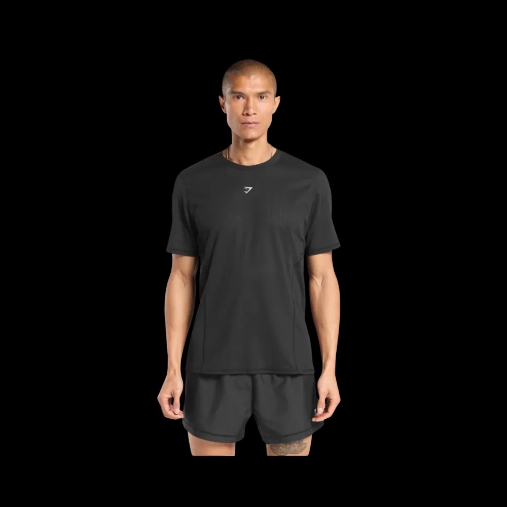 Gymshark Running T Shirt Slim Fit Black - HypeFly India View 1