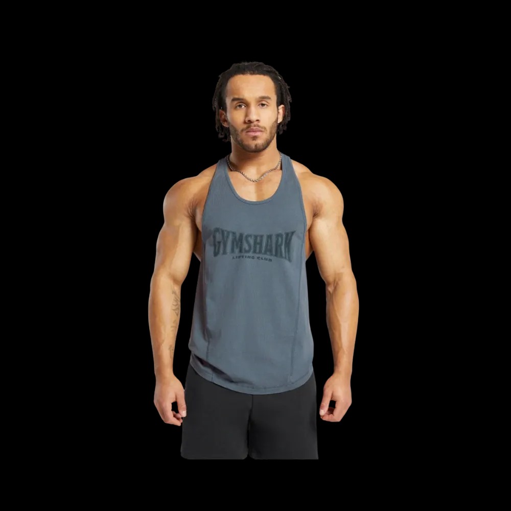 Gymshark Heritage Washed Stringer Titanium Blue - HypeFly India View 1