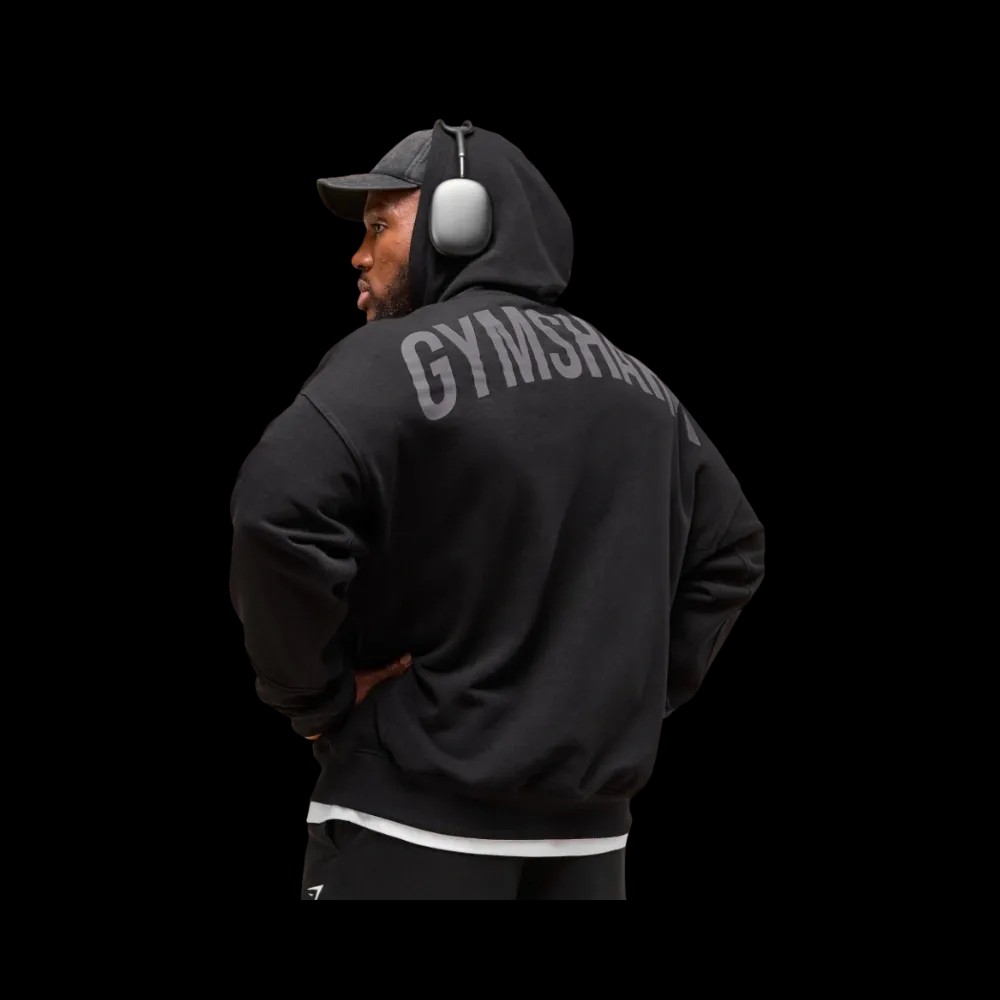 Gymshark Power Zip Up Hoodie Oversized Fit Black - HypeFly India View 4