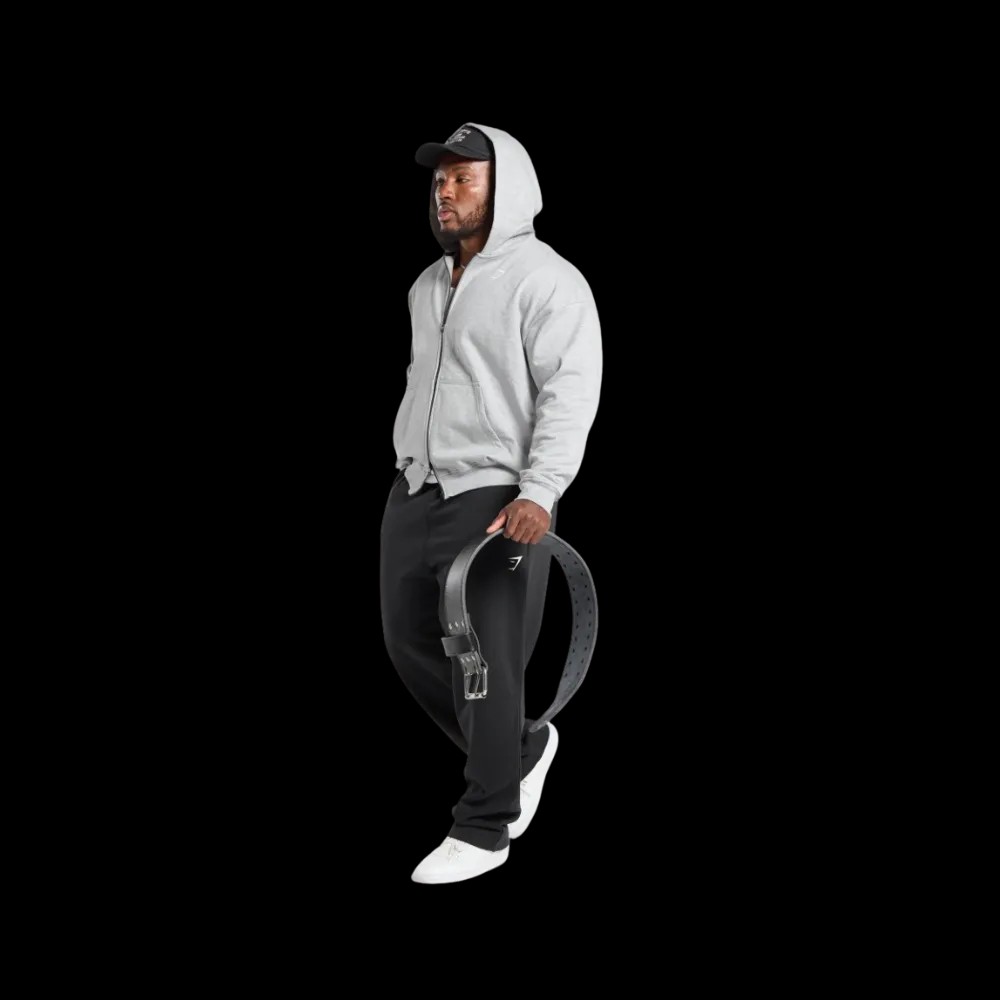 Gymshark Power Zip Up Hoodie Oversized Fit Light Grey Core Marl - HypeFly India View 3