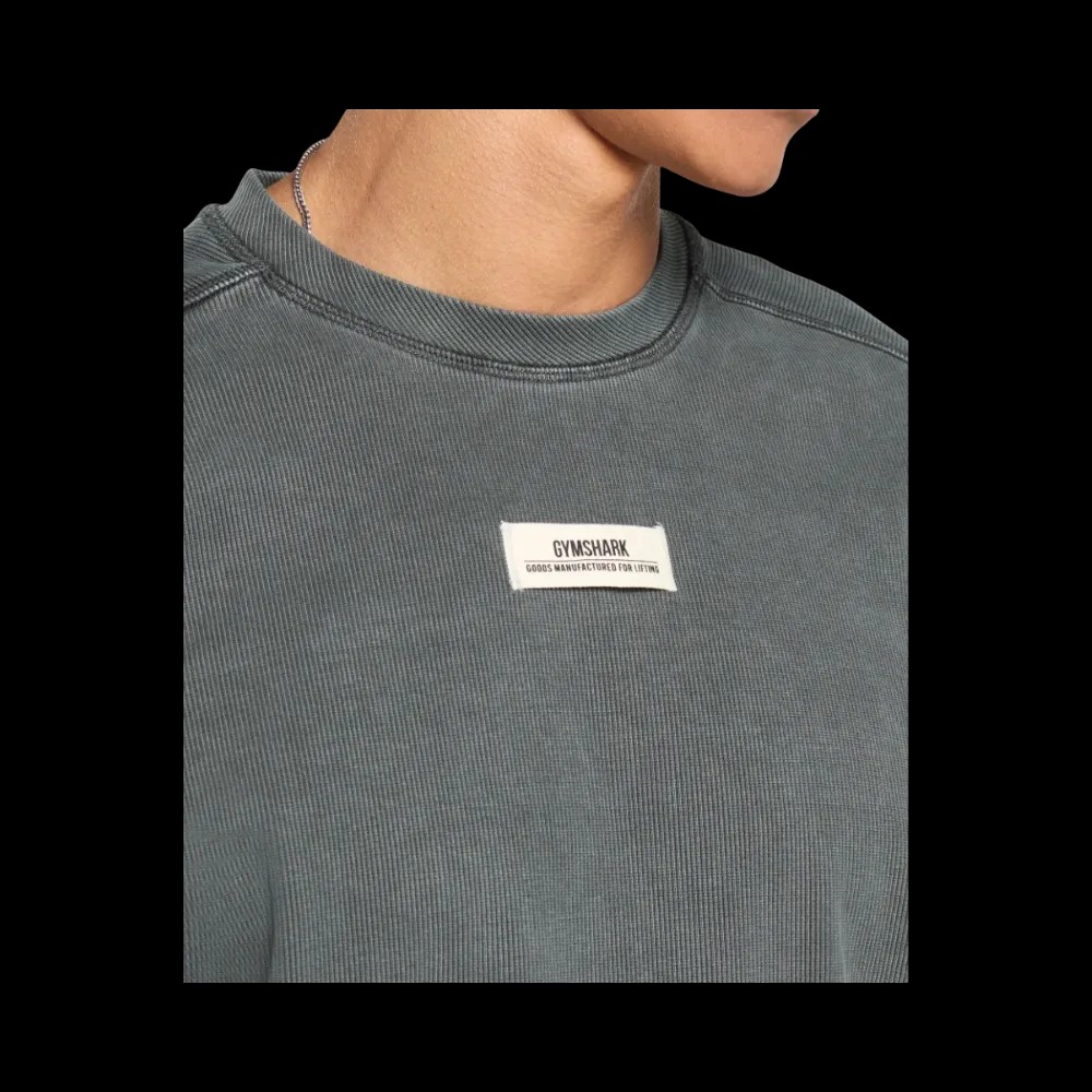 Gymshark Heavyweight Rib Crew Oversized Fit Asphalt Grey - HypeFly India View 5