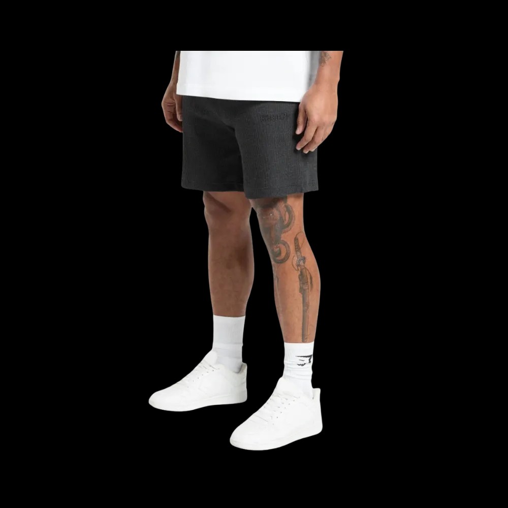 Gymshark Waffle Shorts Oversized Fit Black - HypeFly India View 2