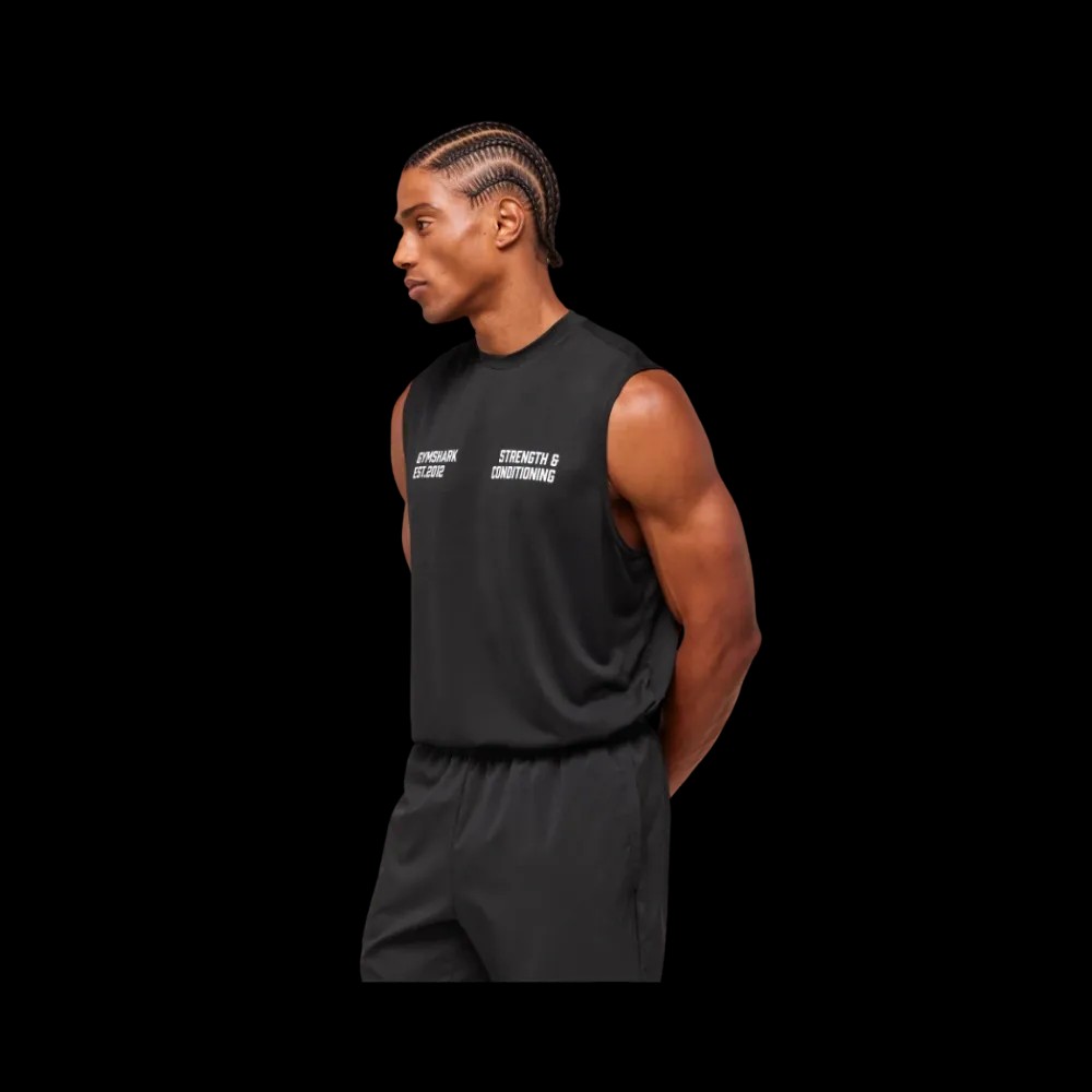 Gymshark GFX Conditioning 5 OS Synthetic Cut Off Oversized Fit Black - HypeFly India View 3