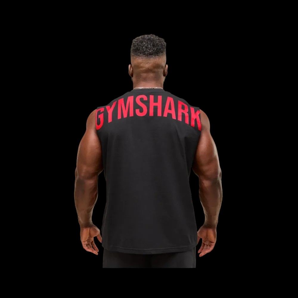 Gymshark Power Cut Off Tank Oversized Fit Black/Conditioning Red - HypeFly India View 5