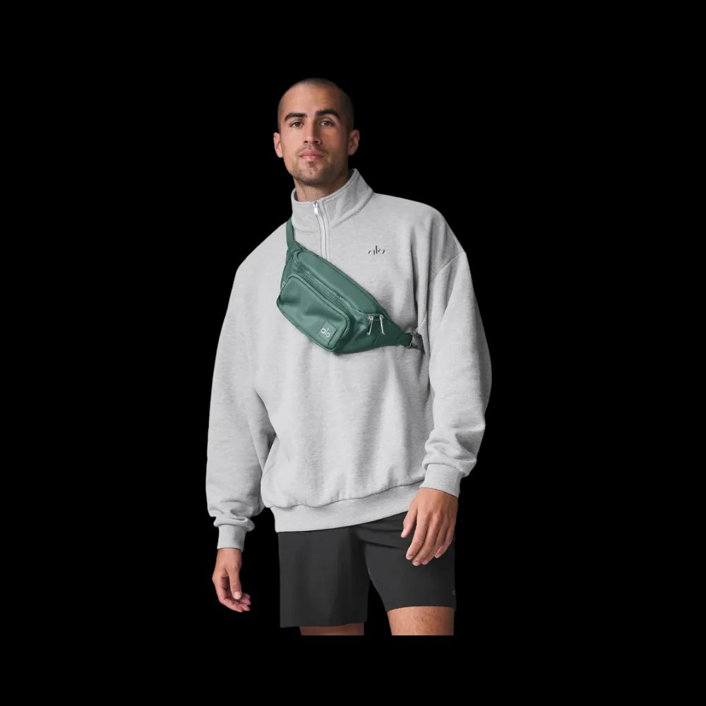 Alo Men's Accolade 1/4 Zip Pullover Athletic Heather Grey - HypeFly India View 4