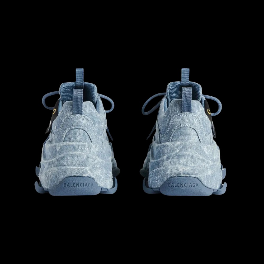 Balenciaga Triple S Canvas Sneaker In Blue - HypeFly India View 2