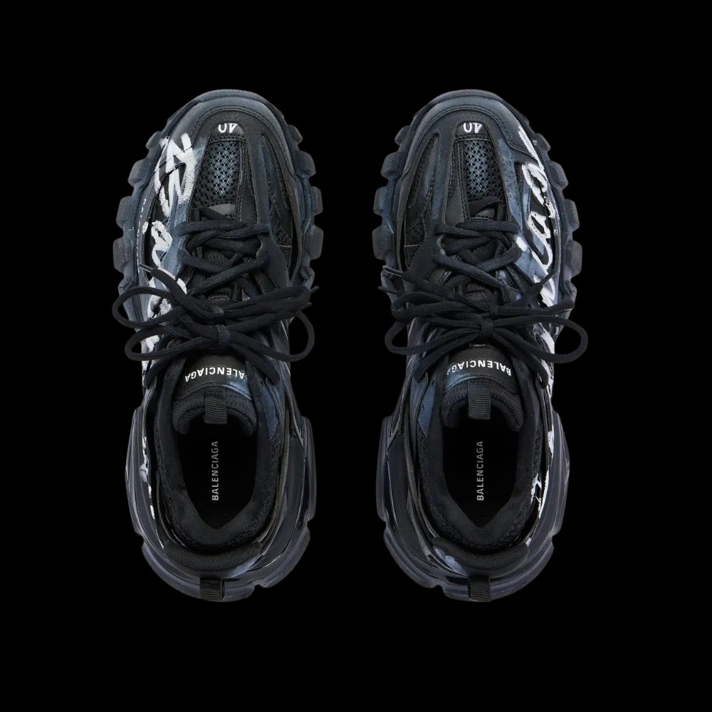 Balenciaga Track Signature Sneaker In Black - HypeFly India View 4