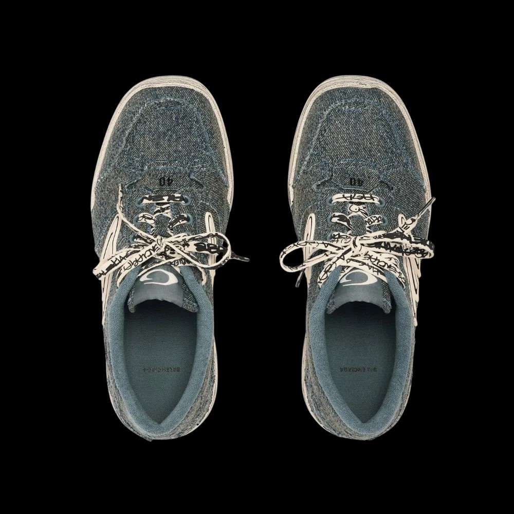 Balenciaga Hamptons Denim Sneaker In Off White - HypeFly India View 5
