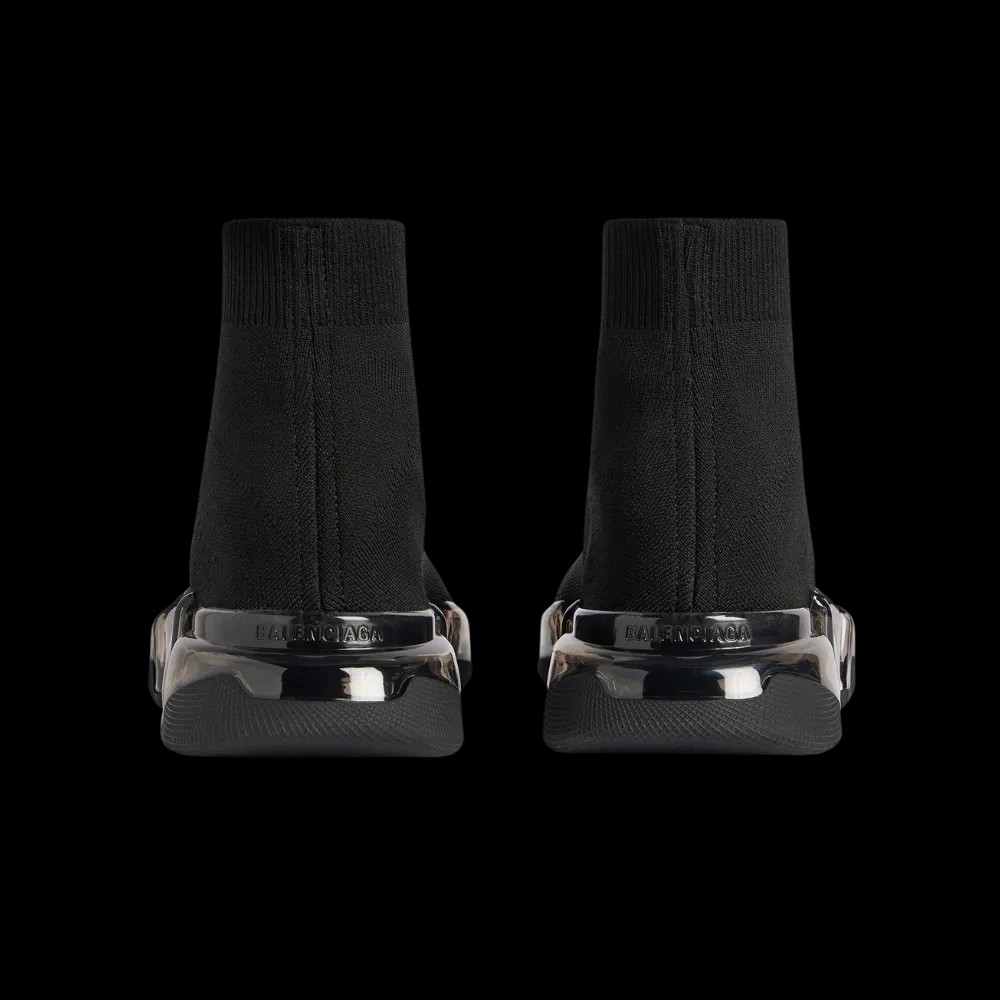 Balenciaga Speed 2.0 Full Clear Sole Recycled Knit Sneaker In Black - HypeFly India View 2