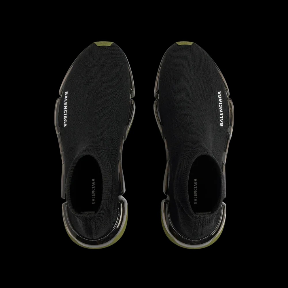 Balenciaga Speed 2.0 Full Clear Sole Recycled Knit Sneaker In Khaki - HypeFly India View 2