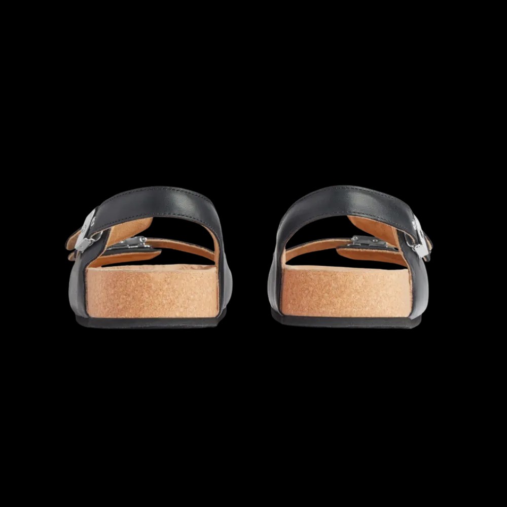 Balenciaga I Scholl Flat Sandal In Black - HypeFly India View 2